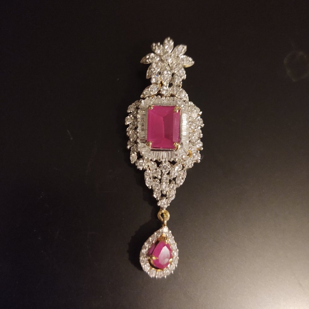 Gold Tone cz Lab Grown Ruby